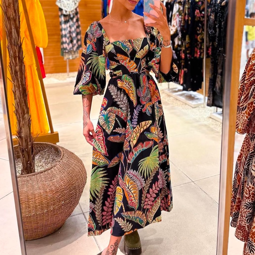 FARM Rio Multicolor Tropical Print Dress